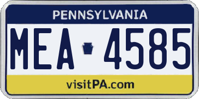 PA license plate MEA4585