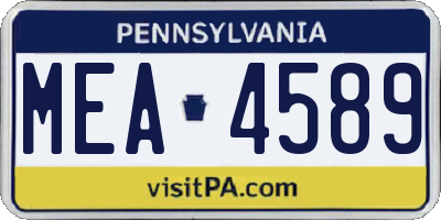PA license plate MEA4589