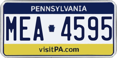 PA license plate MEA4595