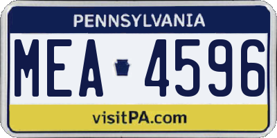 PA license plate MEA4596
