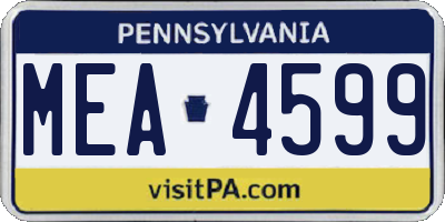 PA license plate MEA4599