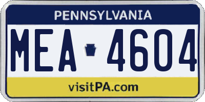 PA license plate MEA4604