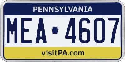 PA license plate MEA4607
