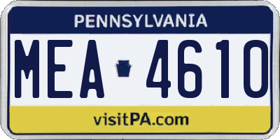 PA license plate MEA4610