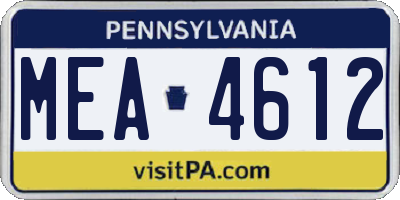 PA license plate MEA4612