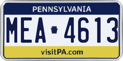 PA license plate MEA4613