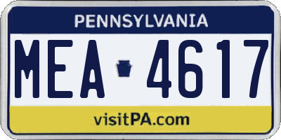 PA license plate MEA4617
