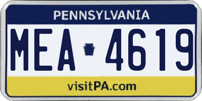 PA license plate MEA4619
