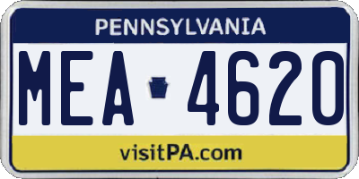 PA license plate MEA4620