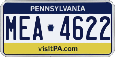 PA license plate MEA4622
