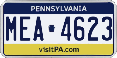 PA license plate MEA4623