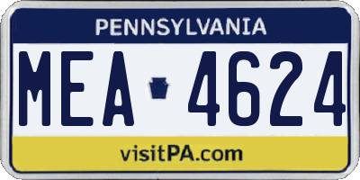 PA license plate MEA4624