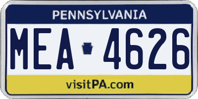 PA license plate MEA4626