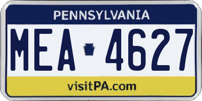 PA license plate MEA4627