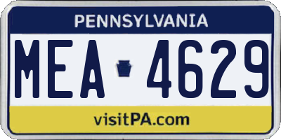 PA license plate MEA4629