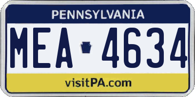 PA license plate MEA4634