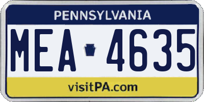 PA license plate MEA4635