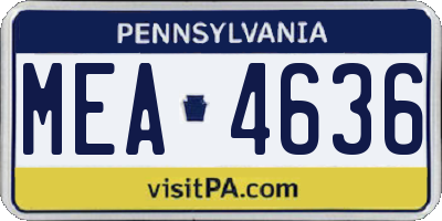 PA license plate MEA4636