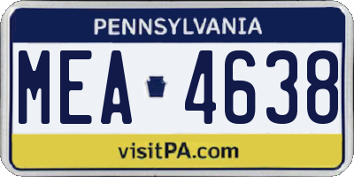 PA license plate MEA4638