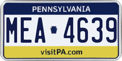PA license plate MEA4639