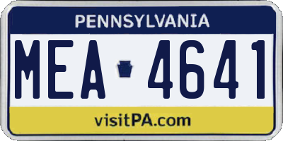 PA license plate MEA4641