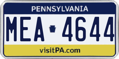 PA license plate MEA4644