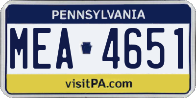 PA license plate MEA4651