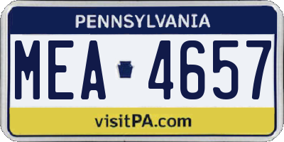 PA license plate MEA4657