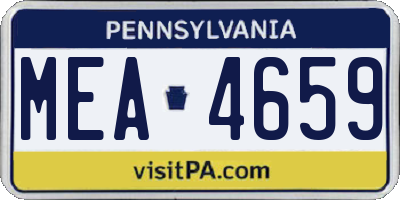PA license plate MEA4659