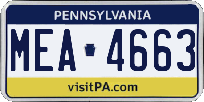 PA license plate MEA4663