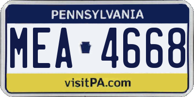 PA license plate MEA4668