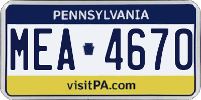 PA license plate MEA4670