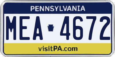 PA license plate MEA4672