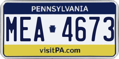 PA license plate MEA4673