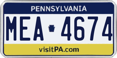 PA license plate MEA4674