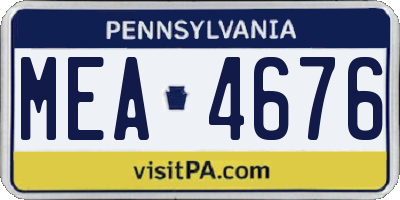 PA license plate MEA4676