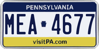 PA license plate MEA4677