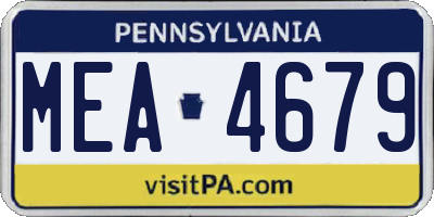 PA license plate MEA4679