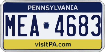 PA license plate MEA4683