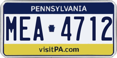 PA license plate MEA4712