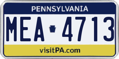 PA license plate MEA4713