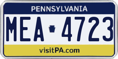 PA license plate MEA4723
