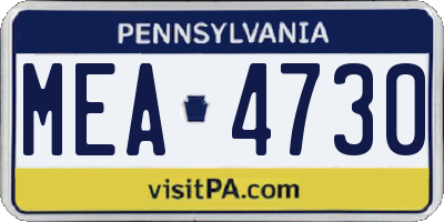 PA license plate MEA4730