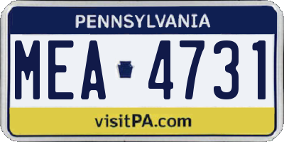 PA license plate MEA4731