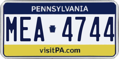 PA license plate MEA4744