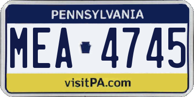 PA license plate MEA4745
