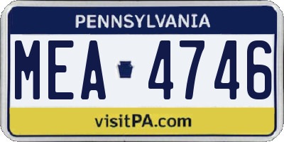 PA license plate MEA4746