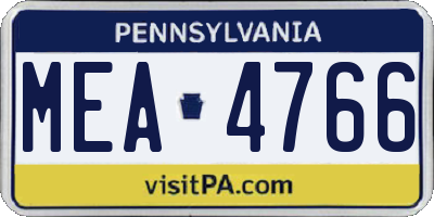 PA license plate MEA4766