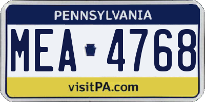 PA license plate MEA4768