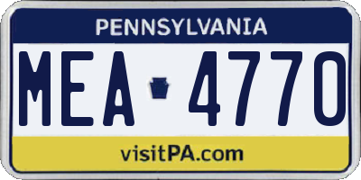 PA license plate MEA4770